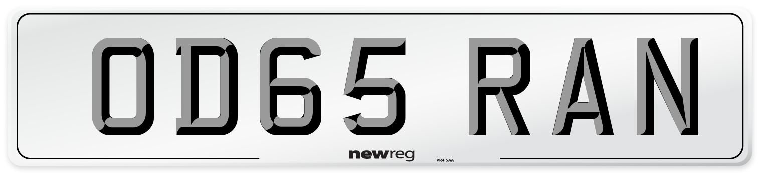 OD65 RAN Number Plate from New Reg